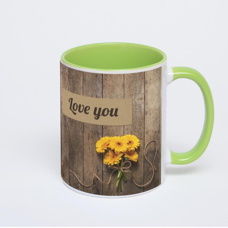 Салатовая кружка с фотопечатью