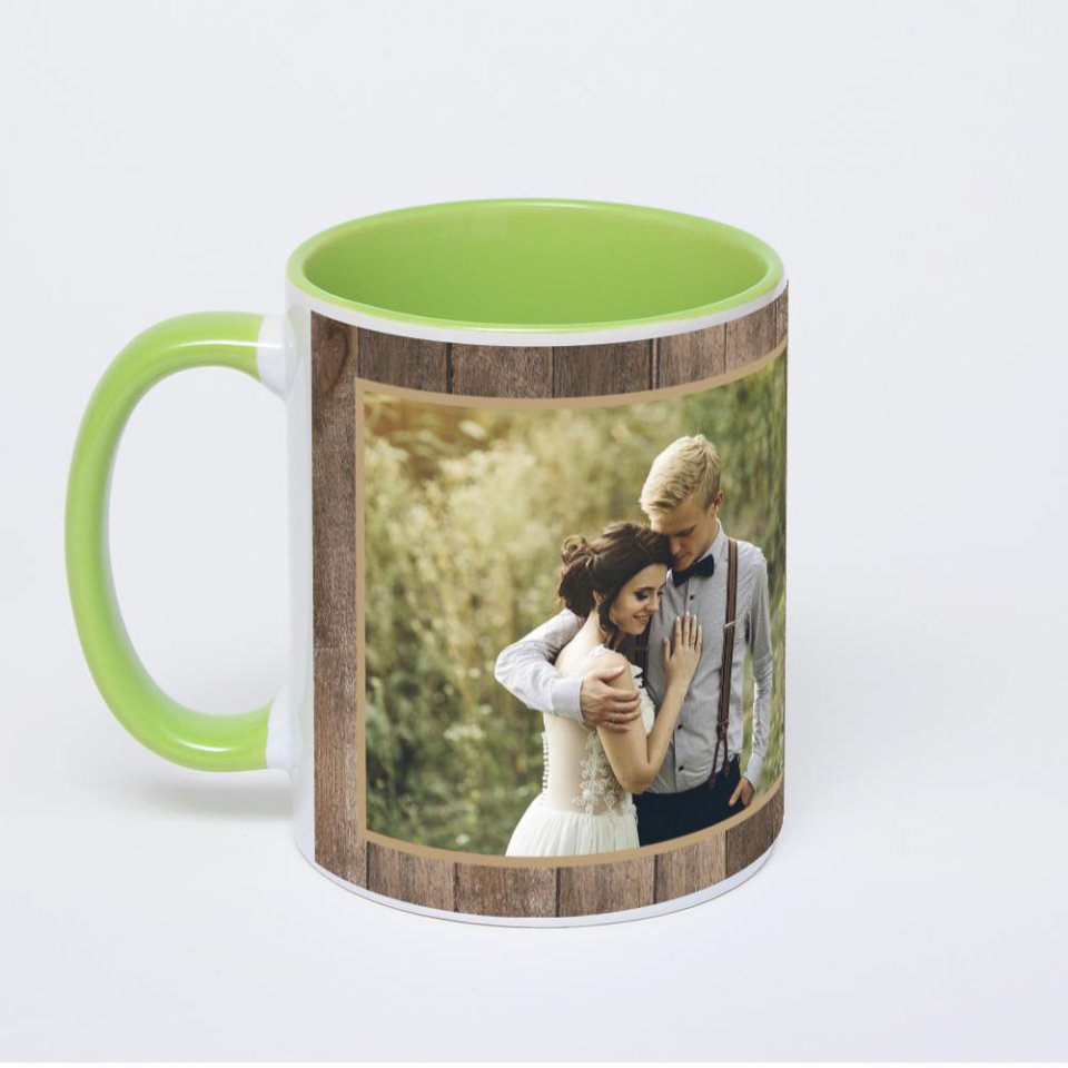 Салатовая кружка с фотопечатью