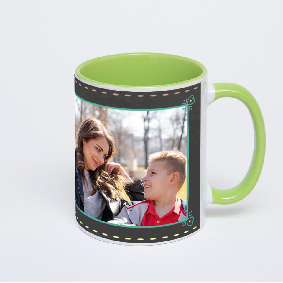 Салатовая кружка с фотопечатью