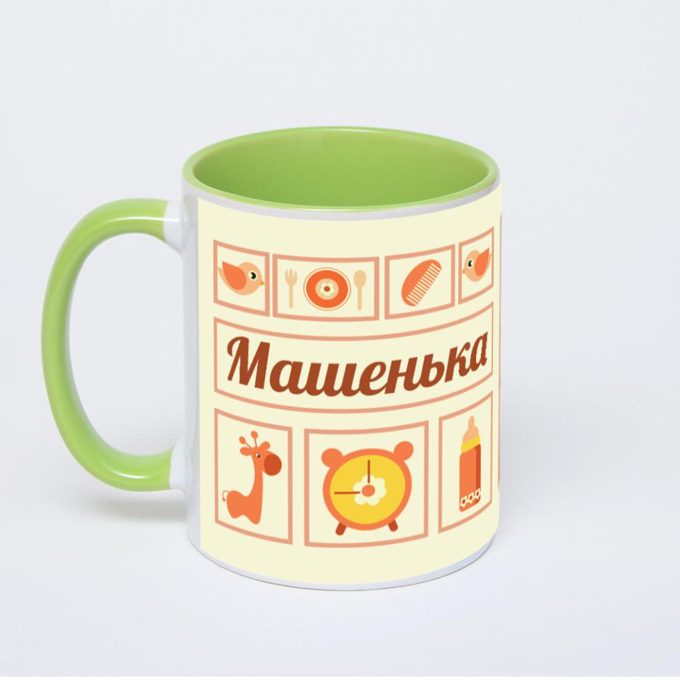 Салатовая кружка с фотопечатью