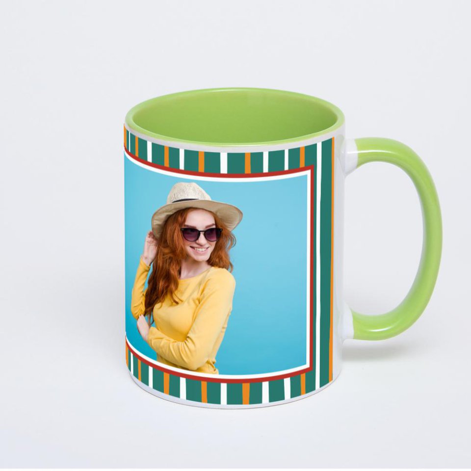 Салатовая кружка с фотопечатью