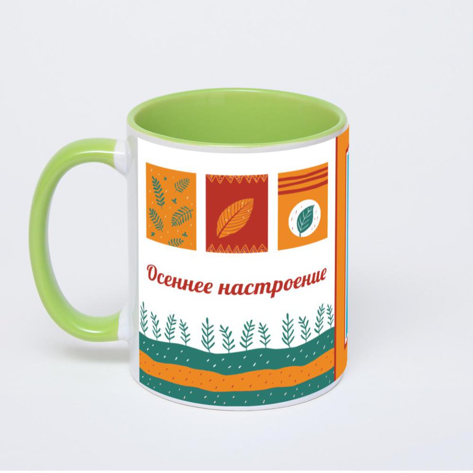 Салатовая кружка с фотопечатью