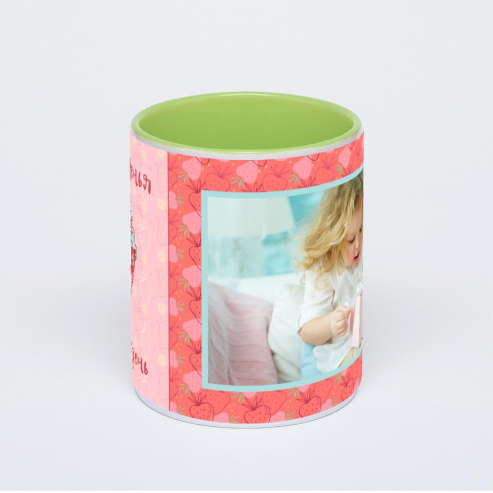Салатовая кружка с фотопечатью