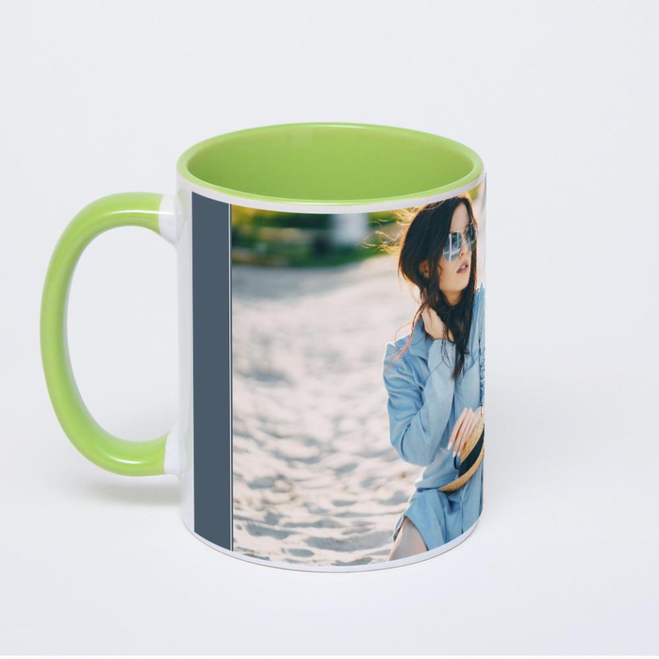 Салатовая кружка с фотопечатью