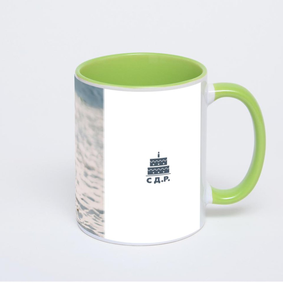 Салатовая кружка с фотопечатью