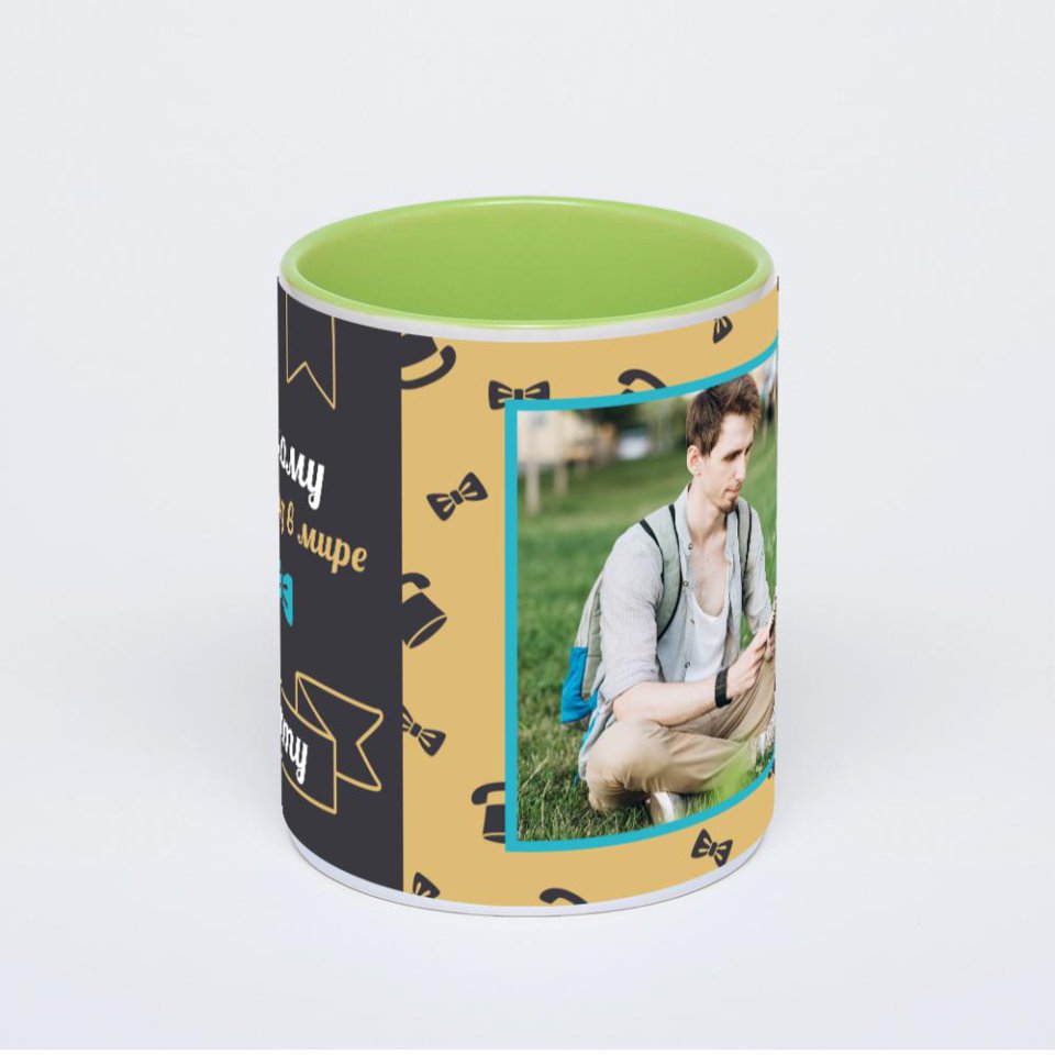 Салатовая кружка с фотопечатью