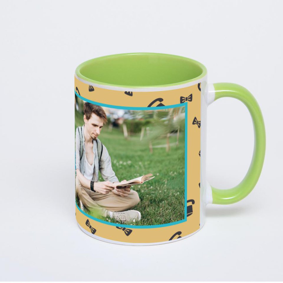 Салатовая кружка с фотопечатью