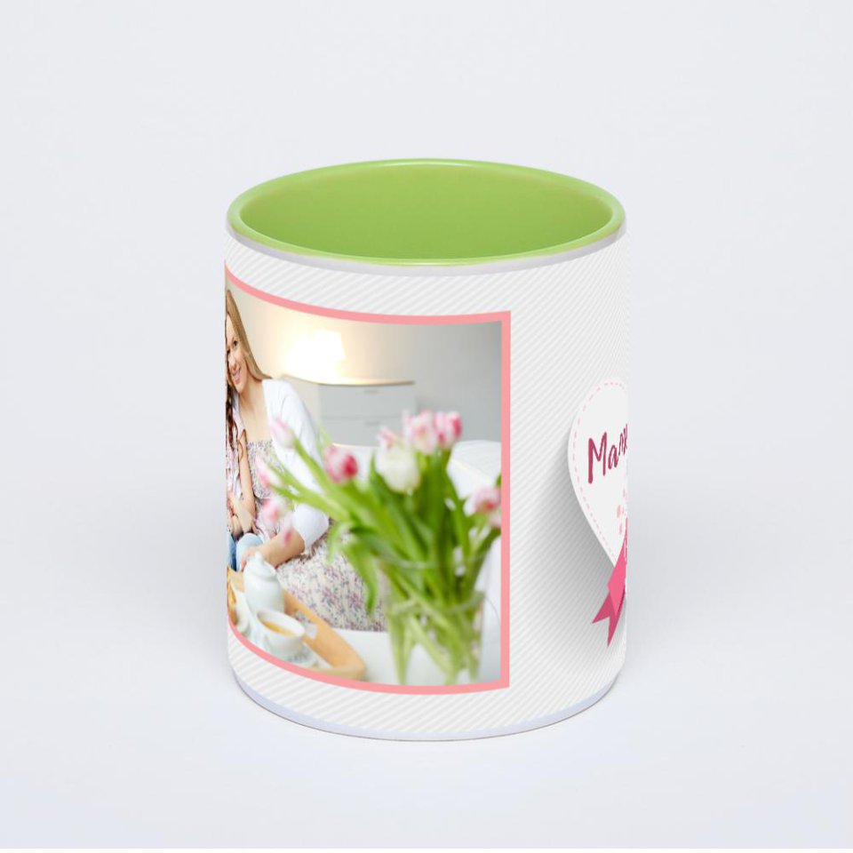 Салатовая кружка с фотопечатью