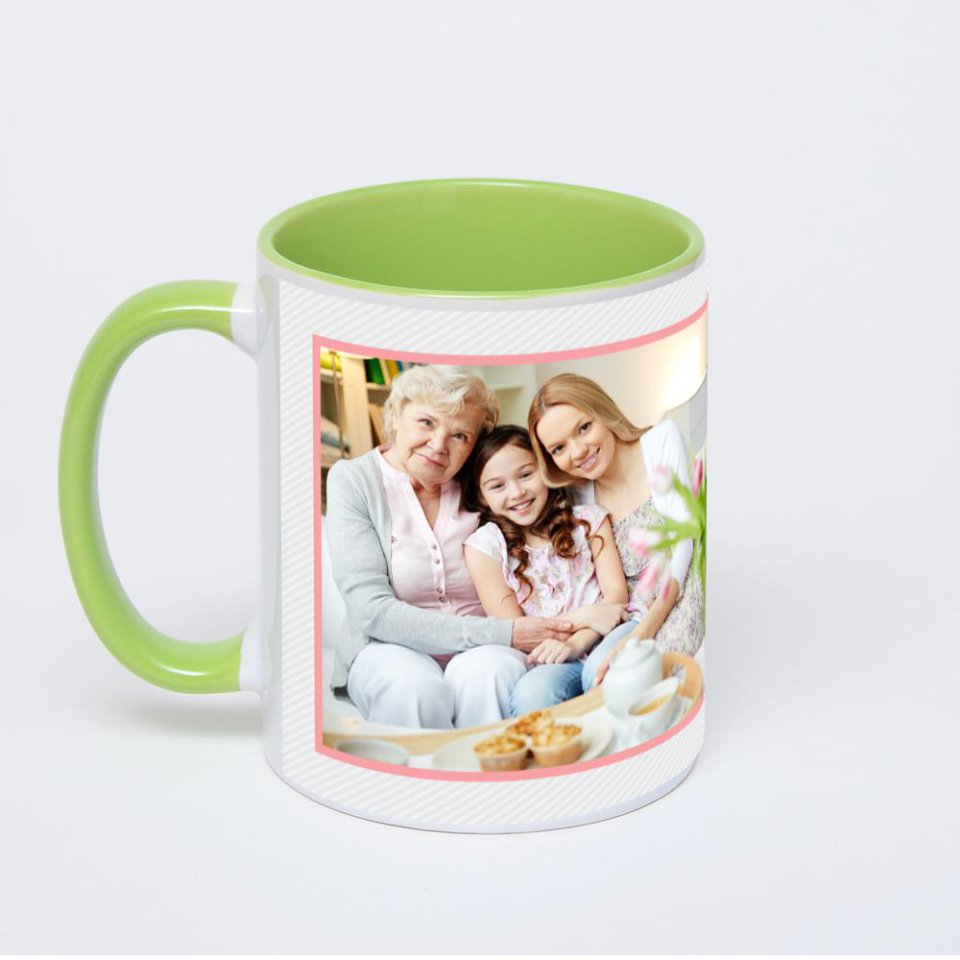 Салатовая кружка с фотопечатью