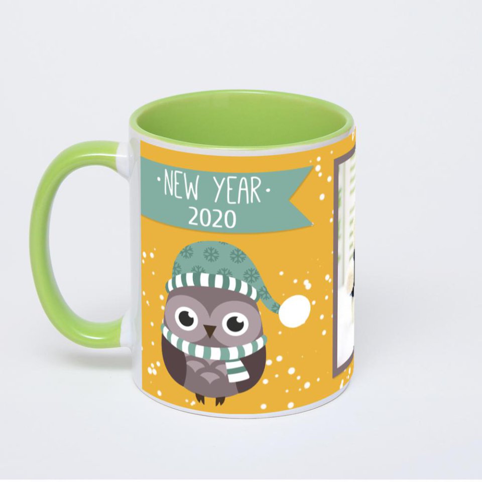 Салатовая кружка с фотопечатью