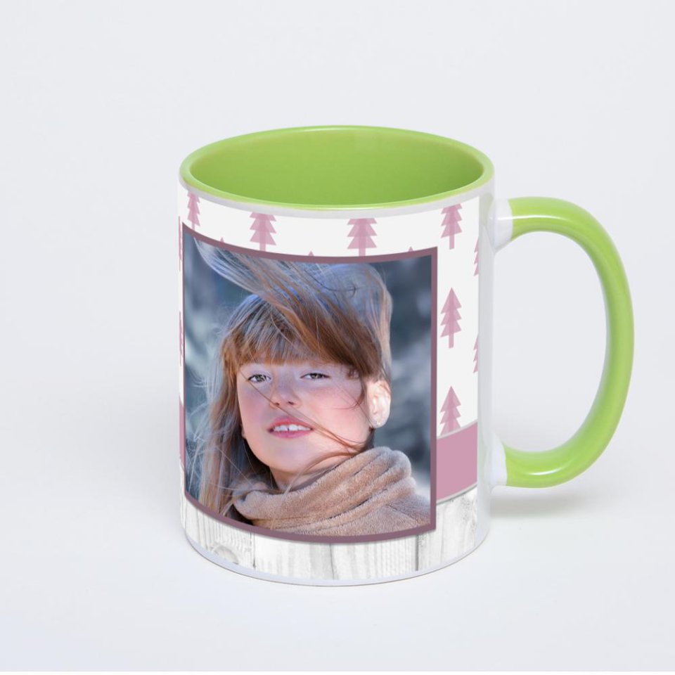 Салатовая кружка с фотопечатью
