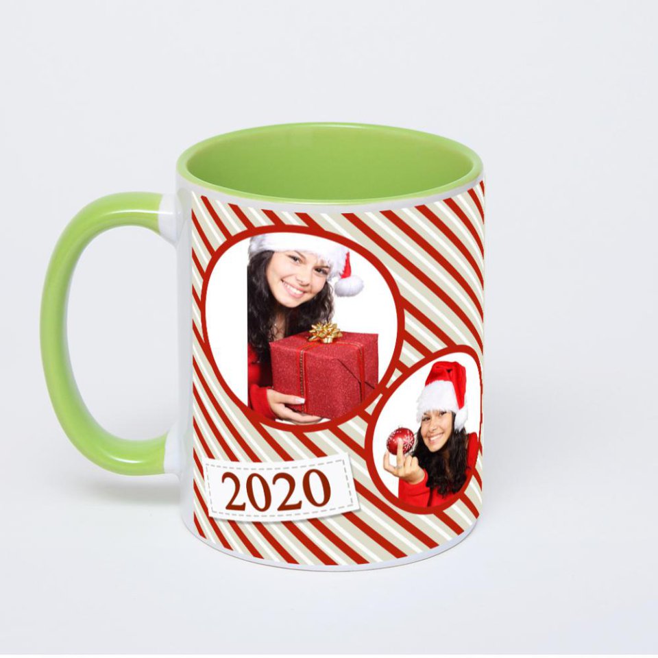 Салатовая кружка с фотопечатью