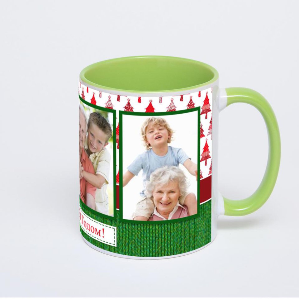 Салатовая кружка с фотопечатью