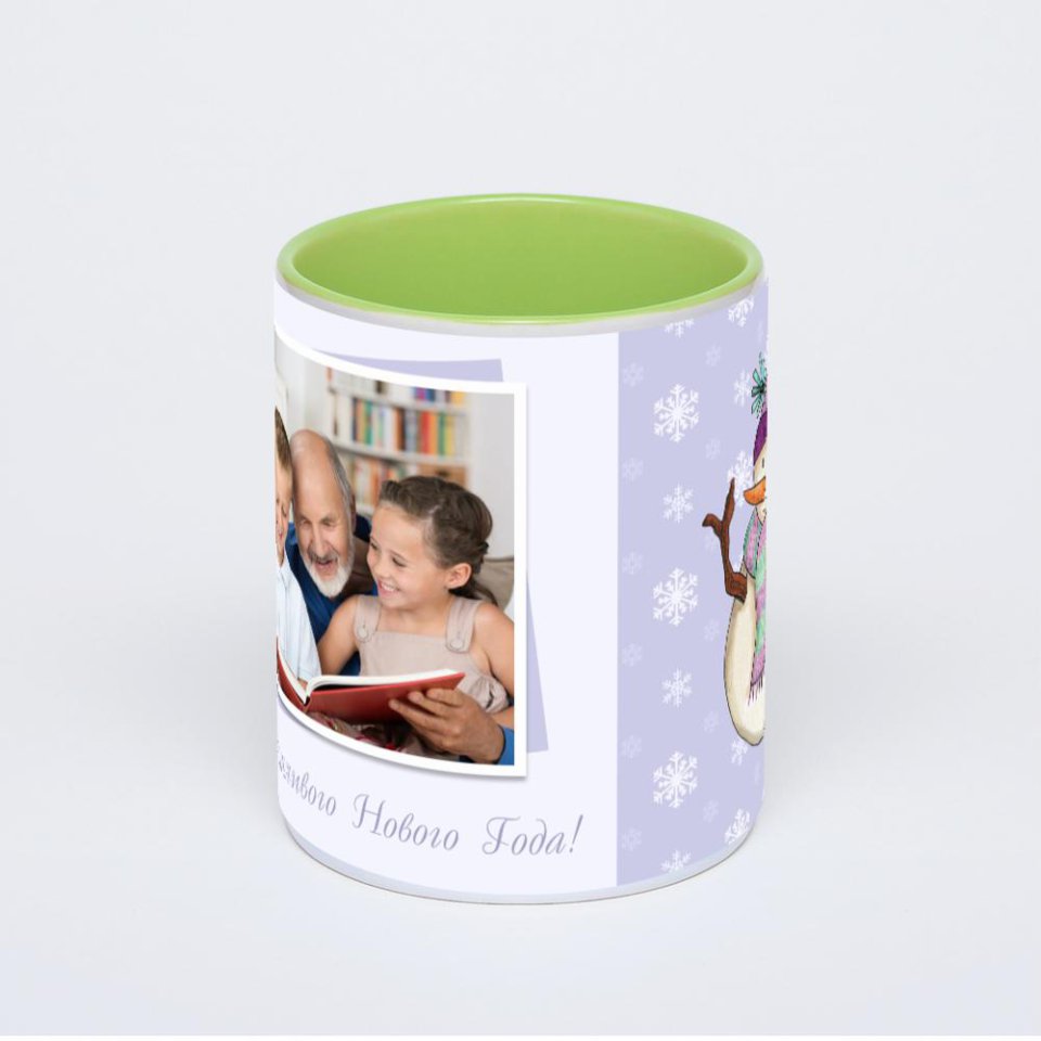Салатовая кружка с фотопечатью