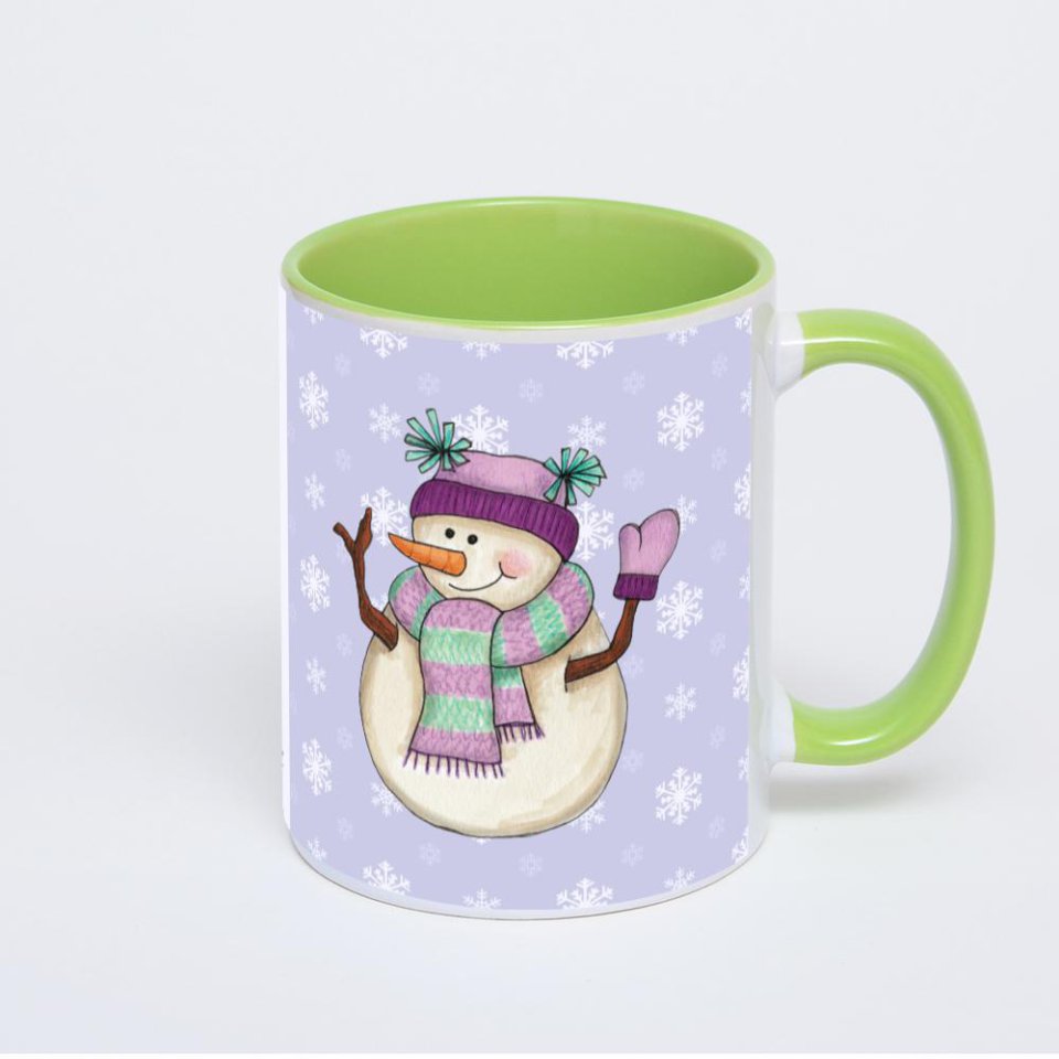 Салатовая кружка с фотопечатью