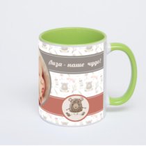 Салатовая кружка с фотопечатью