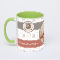 Салатовая кружка с фотопечатью
