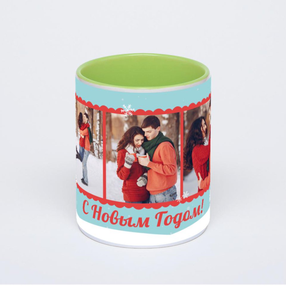 Салатовая кружка с фотопечатью
