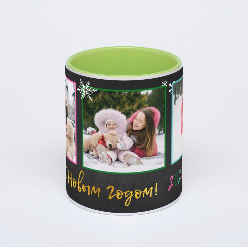 Салатовая кружка с фотопечатью