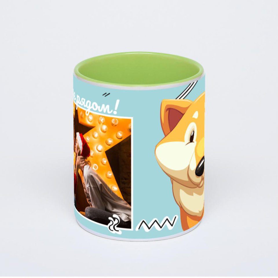 Салатовая кружка с фотопечатью