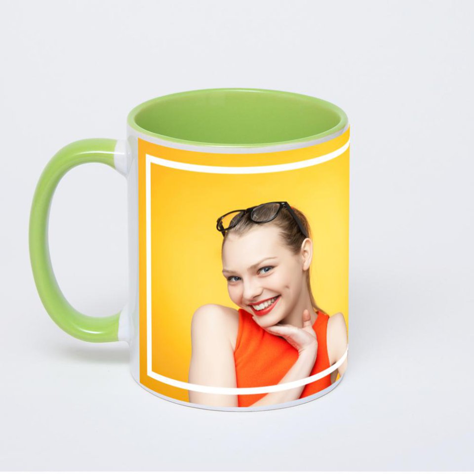 Салатовая кружка с фотопечатью