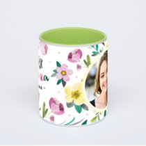 Салатовая кружка с фотопечатью