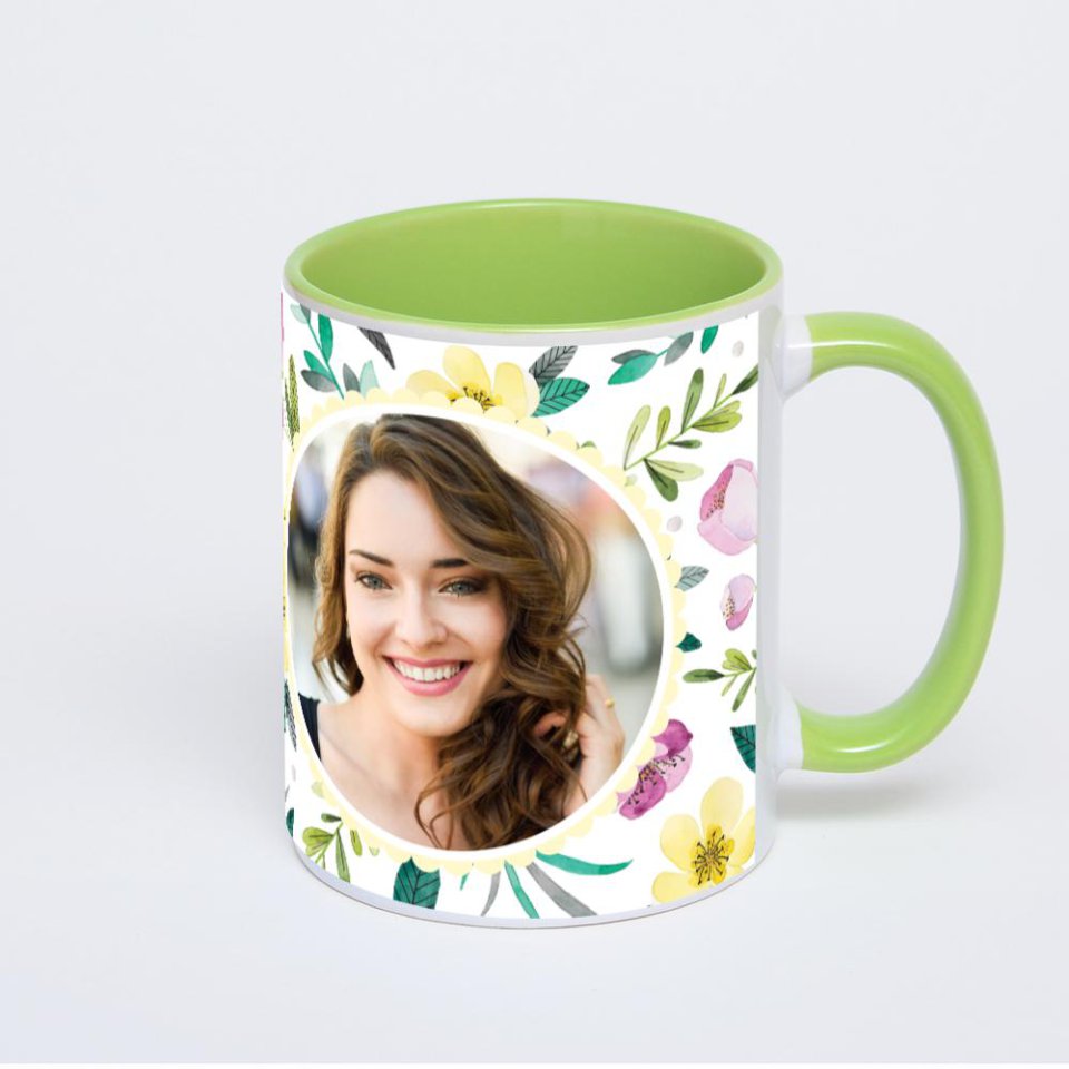 Салатовая кружка с фотопечатью