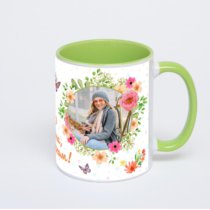 Салатовая кружка с фотопечатью