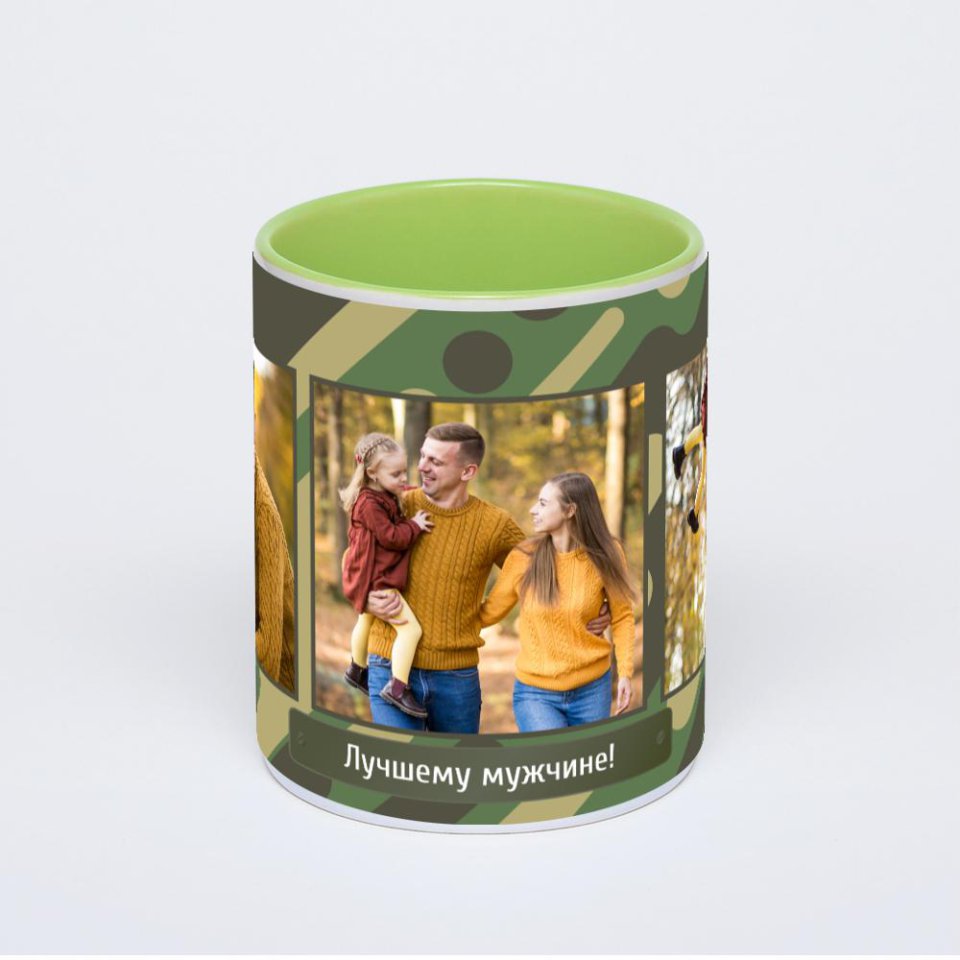 Салатовая кружка с фотопечатью