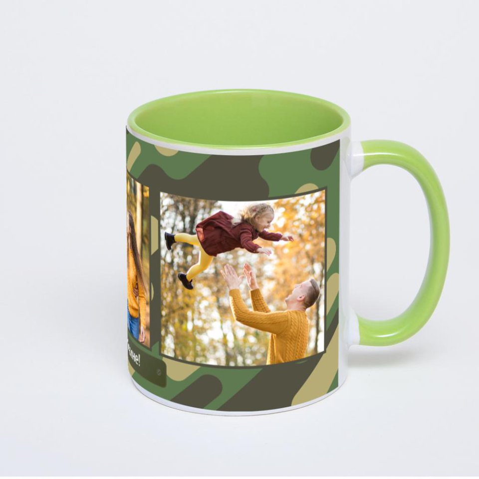 Салатовая кружка с фотопечатью