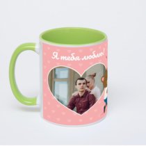 Салатовая кружка с фотопечатью