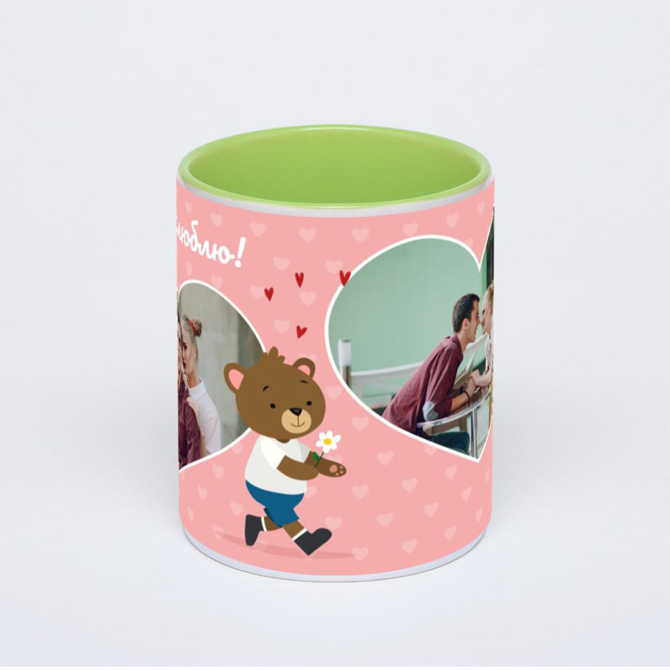 Салатовая кружка с фотопечатью