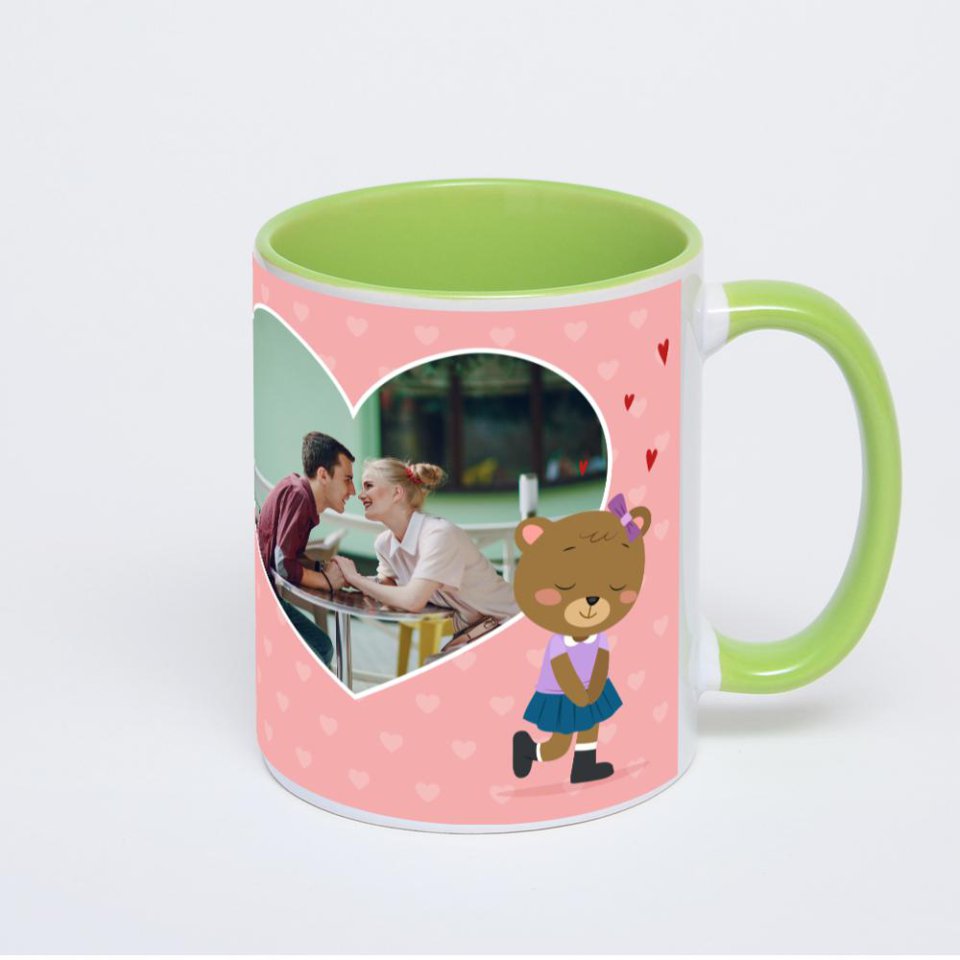 Салатовая кружка с фотопечатью