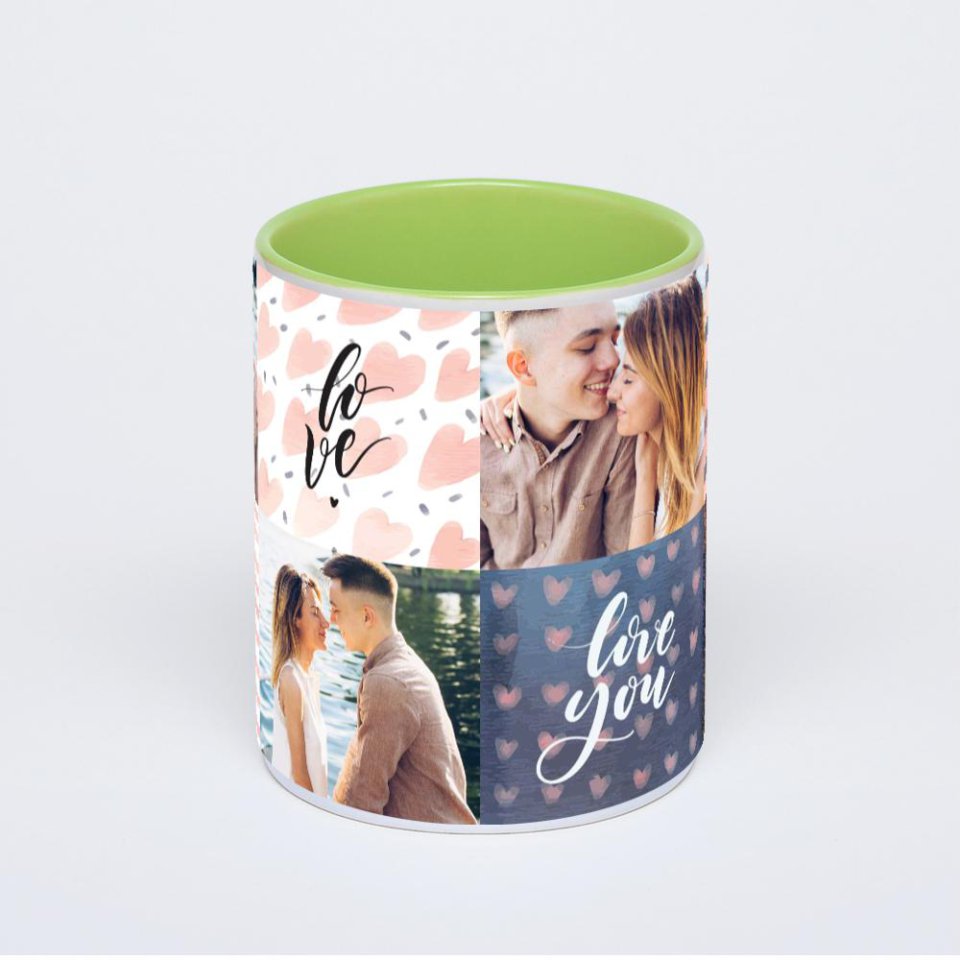 Салатовая кружка с фотопечатью