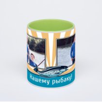 Салатовая кружка с фотопечатью