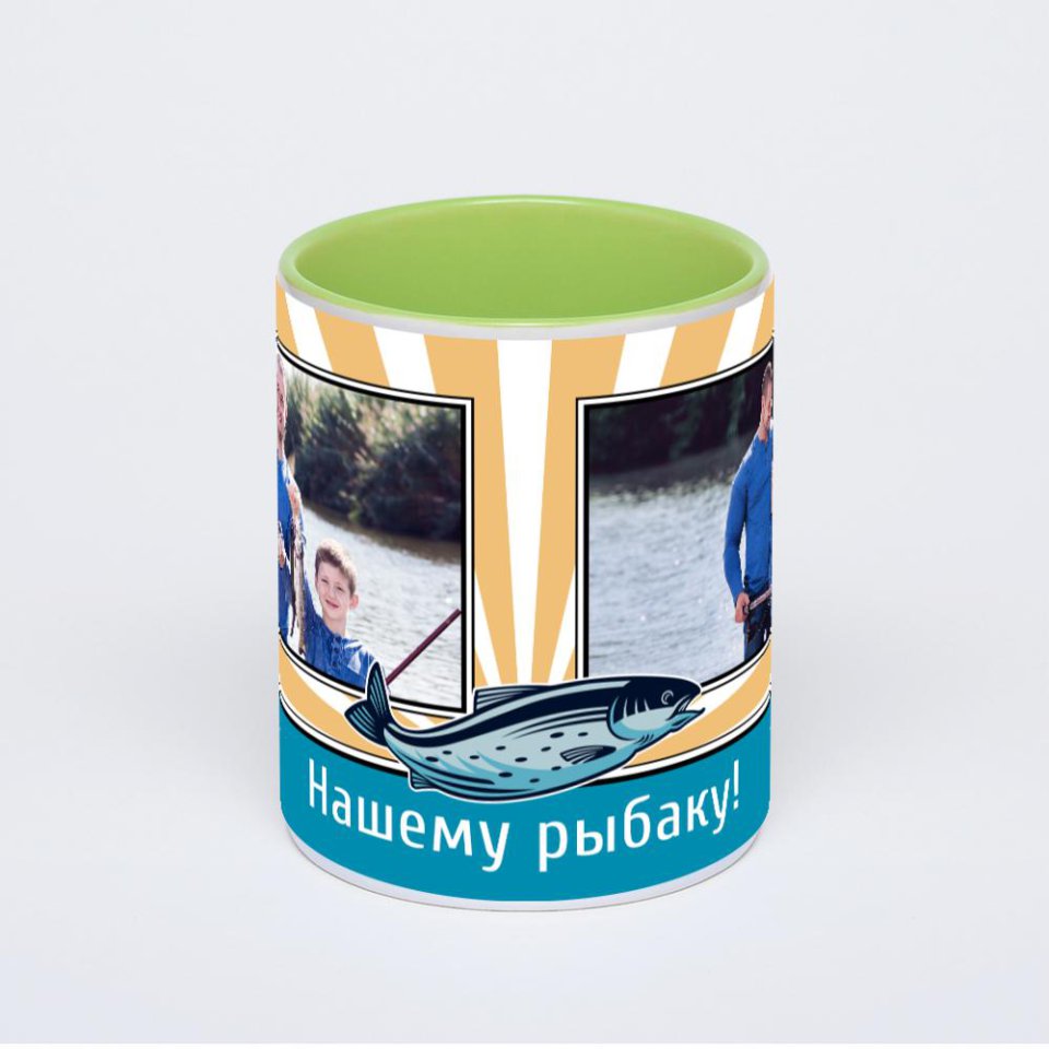 Салатовая кружка с фотопечатью