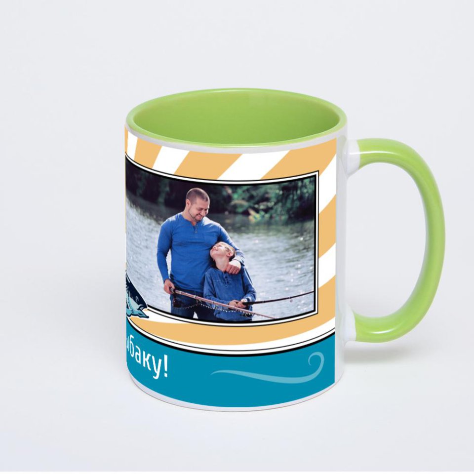 Салатовая кружка с фотопечатью
