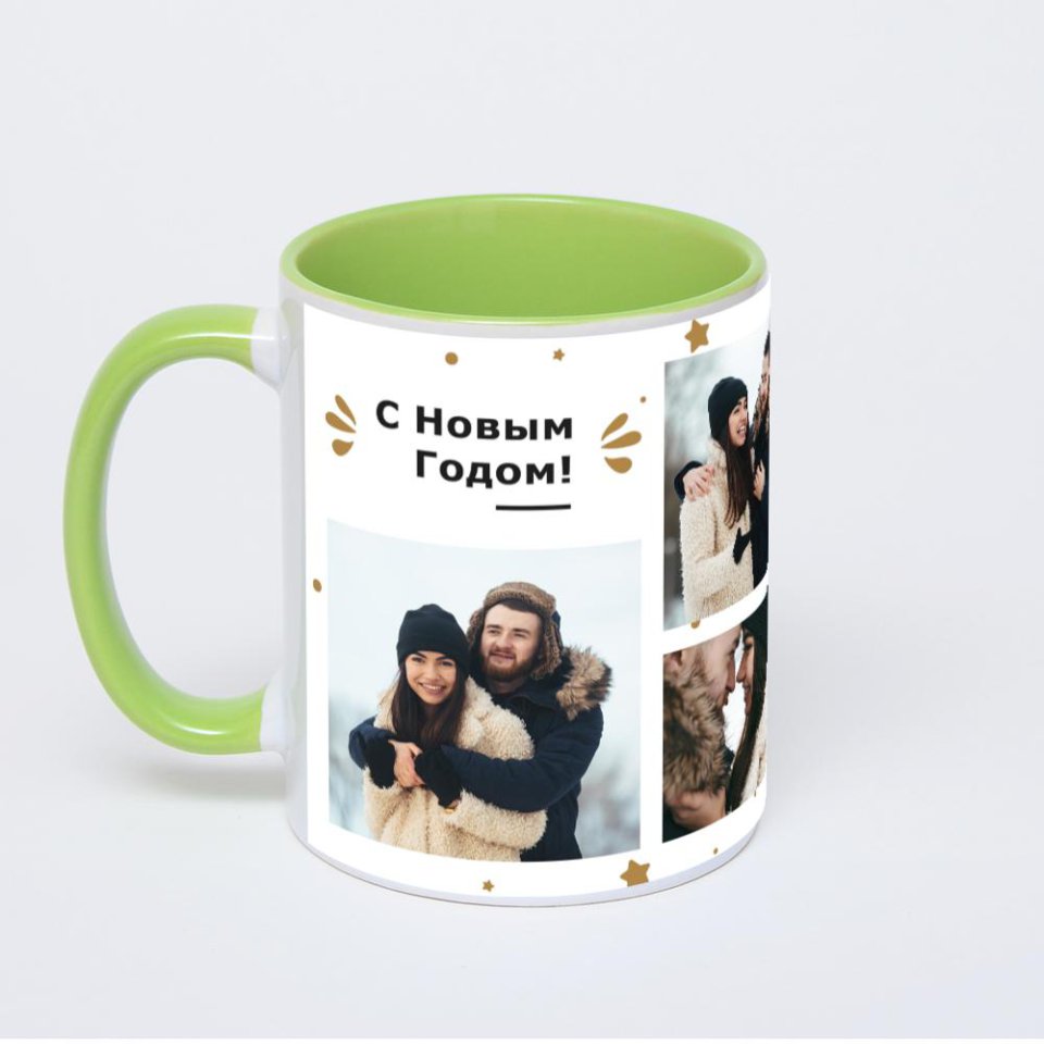 Салатовая кружка с фотопечатью