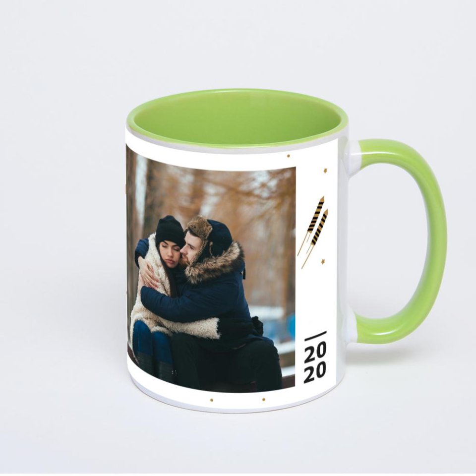 Салатовая кружка с фотопечатью