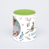 Салатовая кружка с фотопечатью