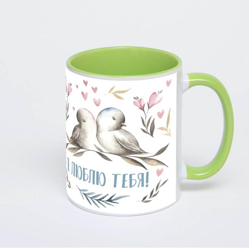 Салатовая кружка с фотопечатью