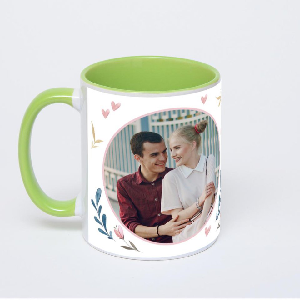 Салатовая кружка с фотопечатью