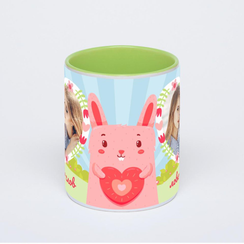 Салатовая кружка с фотопечатью