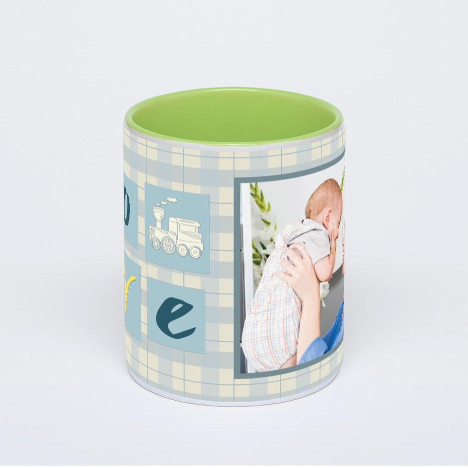 Салатовая кружка с фотопечатью
