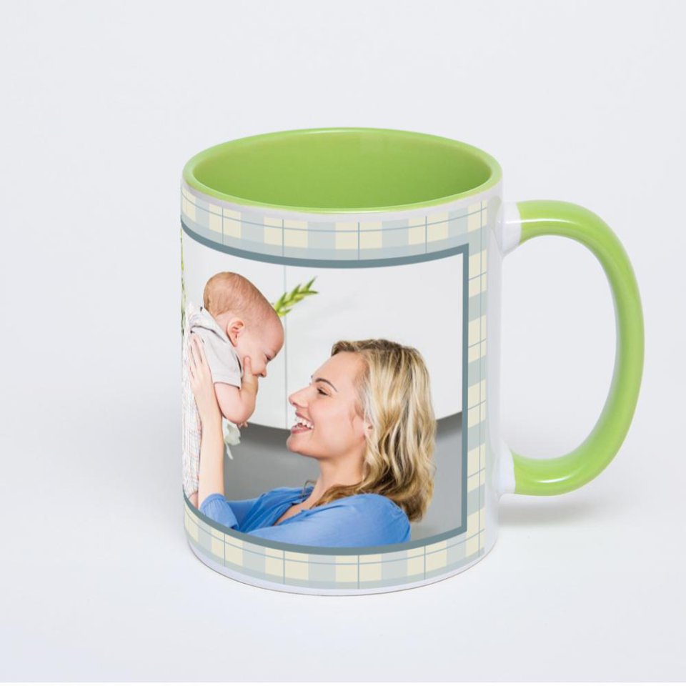 Салатовая кружка с фотопечатью