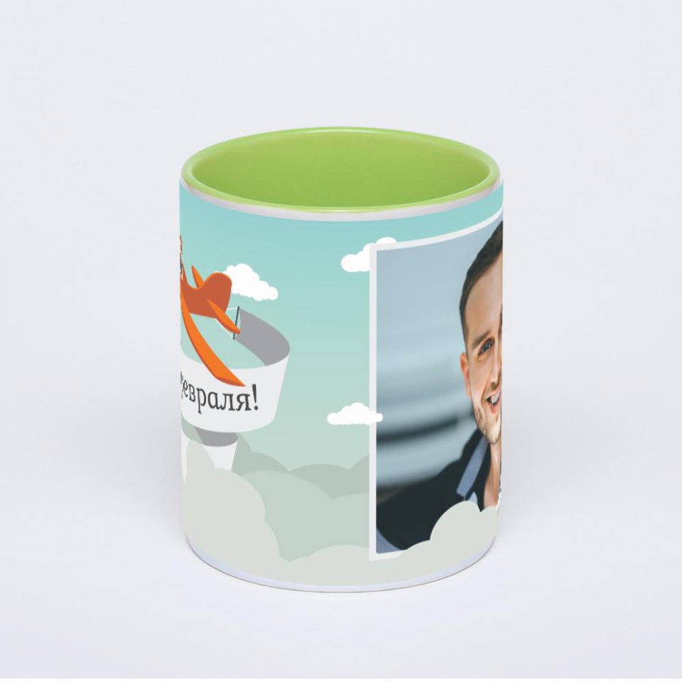 Салатовая кружка с фотопечатью