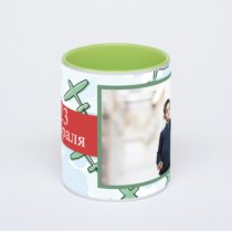 Салатовая кружка с фотопечатью