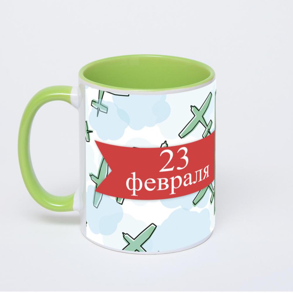 Салатовая кружка с фотопечатью