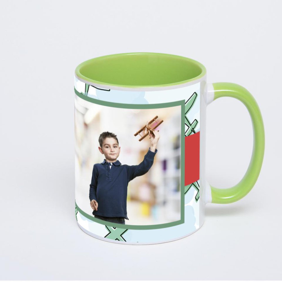 Салатовая кружка с фотопечатью