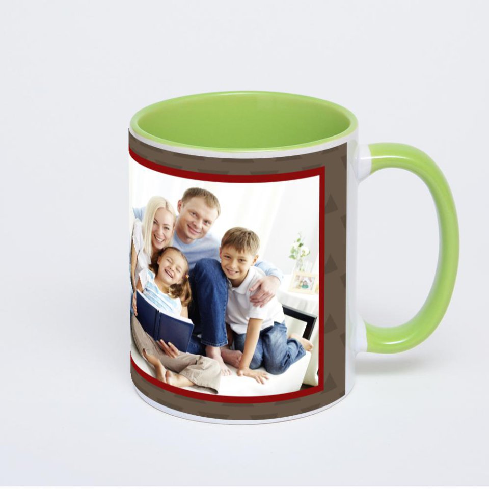 Салатовая кружка с фотопечатью